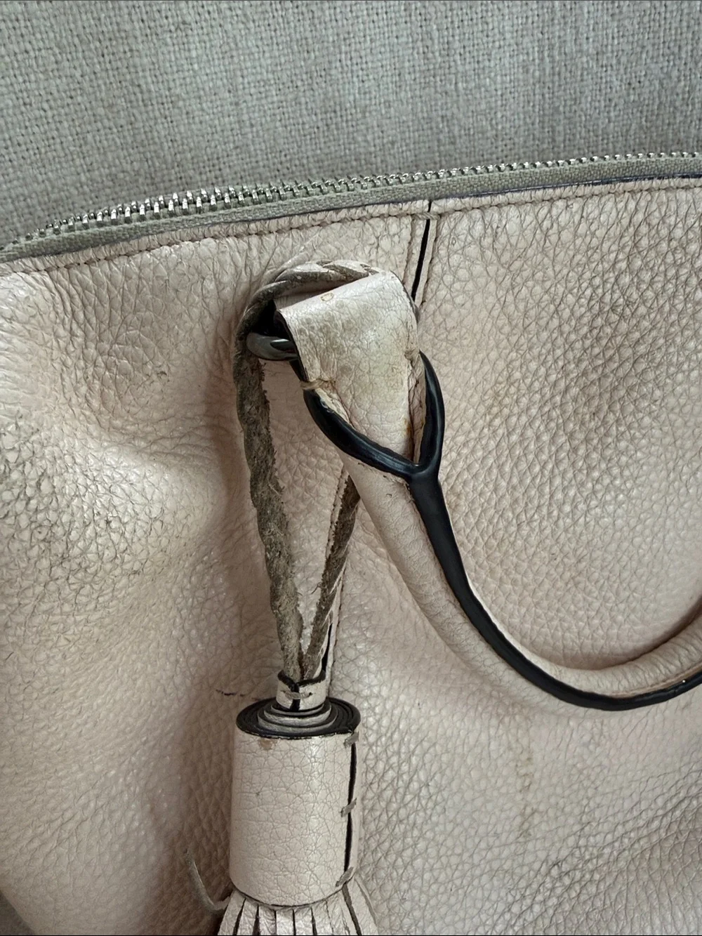 Rebecca Minkoff Blush Pebbled Leather Satchel with Tassel